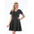 thumbnail image 4 of LaMonir  Women's Rayon/Nylon/Spandex Short V-neck Short-sleeved Panel Dress, 4 of 5