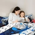 thumbnail image 6 of Feelyou Video Gamer Gamepad Bedding Comforter Set, Blue Red Watercolor Splatter Twin Comforter Sets, Honeycomb Abstract Reversible Bedding Set, Lightweight Room Decor, 2-Piece, 6 of 9
