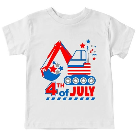 

Boys Tshirts 4Th Of July Text Excavator Print T Shirts American Flag Shirt Kids Independence Day Patriotic Short Sleeve Tops For 3-4 Years