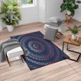 thumbnail image 1 of Mandala Turkish Area Rug, Circle Universe and Cosmos Esoteric Oriental Flower Pattern of Image Print, Soft Carpet for Living Room Decor with Distressed Look, 6.6' X 9.6', Dark Violet, by Ambesonne, 1 of 4