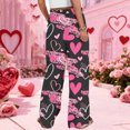 thumbnail image 3 of LWavelet Soft Fabric Heart Pattern Wide Leg Pants Women Valentine's Day Daily Wear Dark Gray XXL, 3 of 6