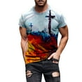 thumbnail image 2 of T Shirts for Men Men's Street Fashion Casual Print Round Neck Short Sleeve Mens Long Sleeve T Shirts T Shirts for Men Pack Mens Workout Shirts on Sales Blue 2XL, 2 of 8