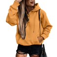 thumbnail image 2 of Daznico Sweatshirt for Women,Women Casual Solid Button-up Sweatshirt Pocket Hooded Strap Long Sleeve Loose Top with Pockets,Women's Hoodies & Sweatshirts(Size:XXL), 2 of 6