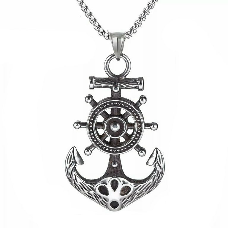 QQTDFG Large Mens Stainless Steel Nautical Ship Wheel Anchor