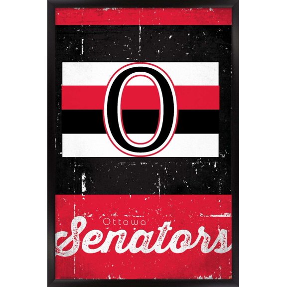 NHL Ottawa Senators - Retro Logo 13 Wall Poster, 14.725" x 22.375", Framed
