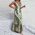 thumbnail image 7 of Voncos Silk Nightgowns for Women Floral Satin Spaghetti Strap Nightgown Sexy Long Sleep Dress - Green, 7 of 7