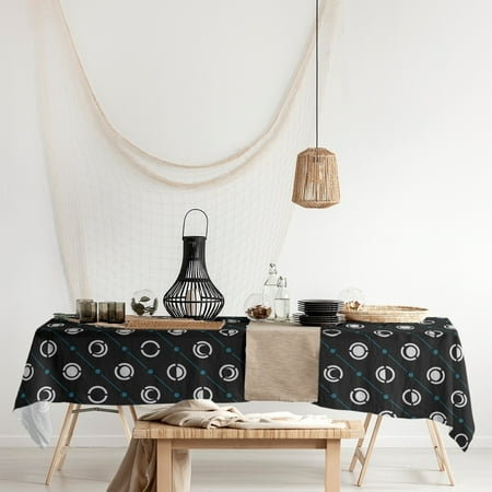 

ArtVerse Black Color Accent Moon Phases Rectangle Tablecloth - 58 x 102 Blue Accent