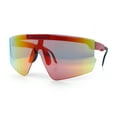 thumbnail image 4 of Boys Size Flip Up Shield Rimless Adjustable Arm MTB Sport Sunglasses Red - Orange Mirror, 4 of 8