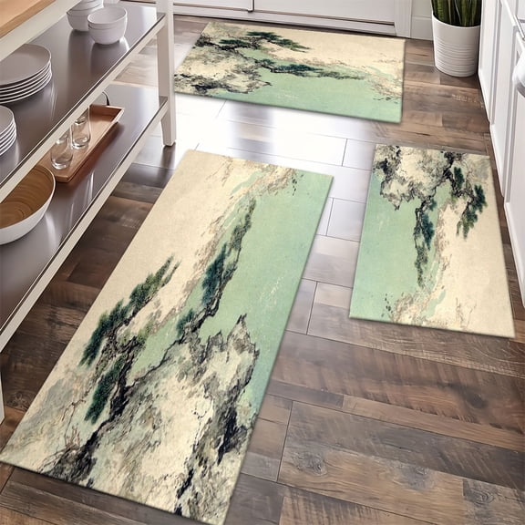 Floor Rugs Sets 3 Piece with Runner, Farmhouse Kitchen Rugs and Mats Non Skid Washable Runner Rug for Kitchen Sink Laundry