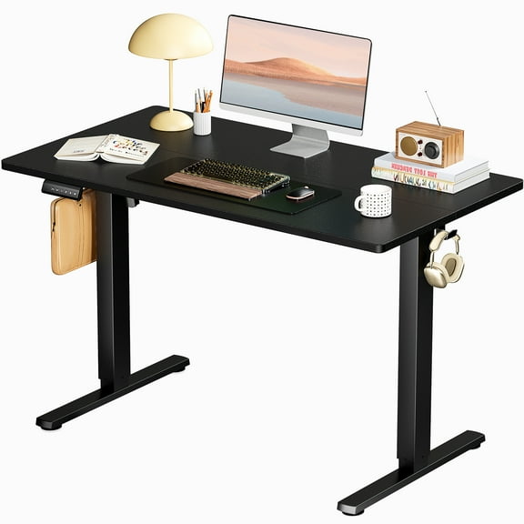 Blazezo Electric Standing Desk with 3 Memory Presets, 40x24 Inch Adjustable Computer Desk 28.7-48 Inch, Quiet Motor Stand Up Desk for Home Office, Ergonomic Workstation with T-Shaped Frame (Black)