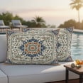 thumbnail image 4 of Boho Orange Blue Outdoor Waterproof Pillow Covers, Tribal Antique Country American Southwest Decorative Rectangle Throw Pillowcase Sofa Cushion Sham for Patio/Couch/Chair, 20"x12" 2 Pack, 4 of 8