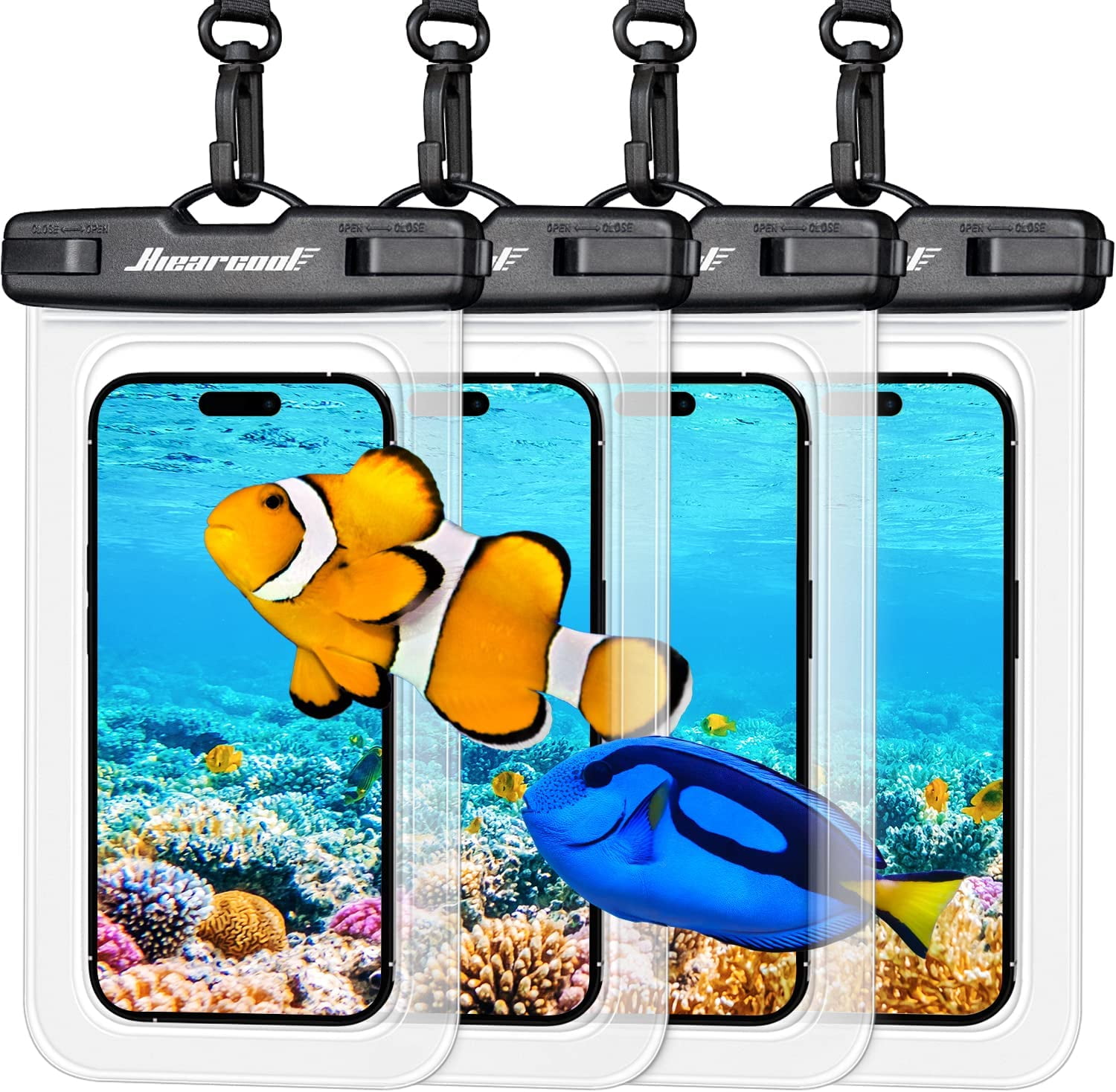 RGHJAR-Waterproof Phone Pouch, Waterproof Phone Case, IPX8 Cellphone Dry Bag Compatible for iPhone 17 16 15 14 13 Pro Max Plus Cellphone Up to 8.3", Beach Essentials for Travel-Clear-4Pack