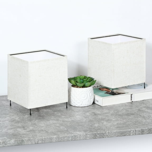 Kids Night Light Square Nightstand Lamp White Plug-In (Set of 2)