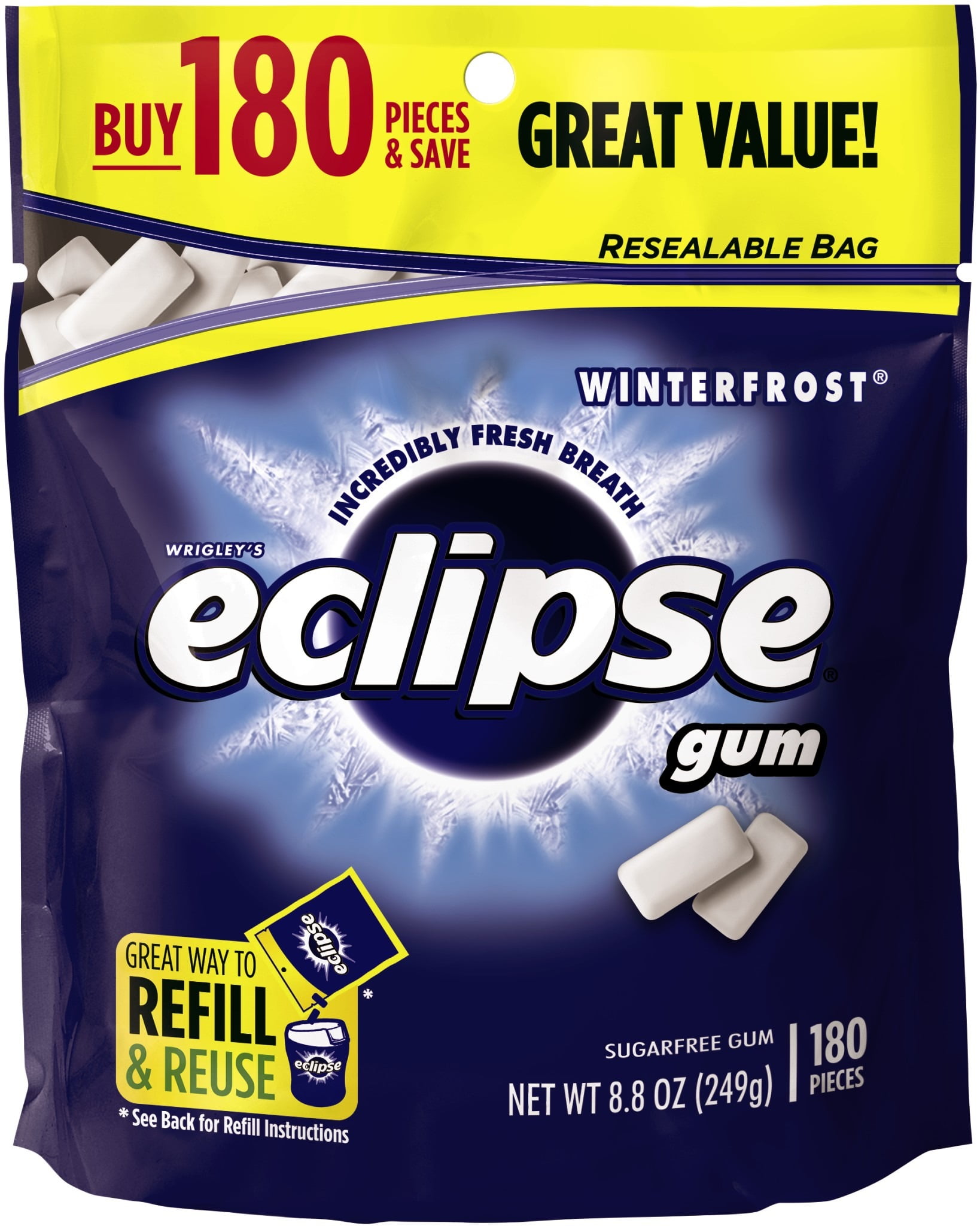 Eclipse Winterfrost Sugarfree Gum, 180 piece bag by Generic