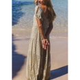 thumbnail image 4 of Light Green Boho Maxi Dress With Square Neck, Puff Sleeves, Tiered Flowy, 4 of 30