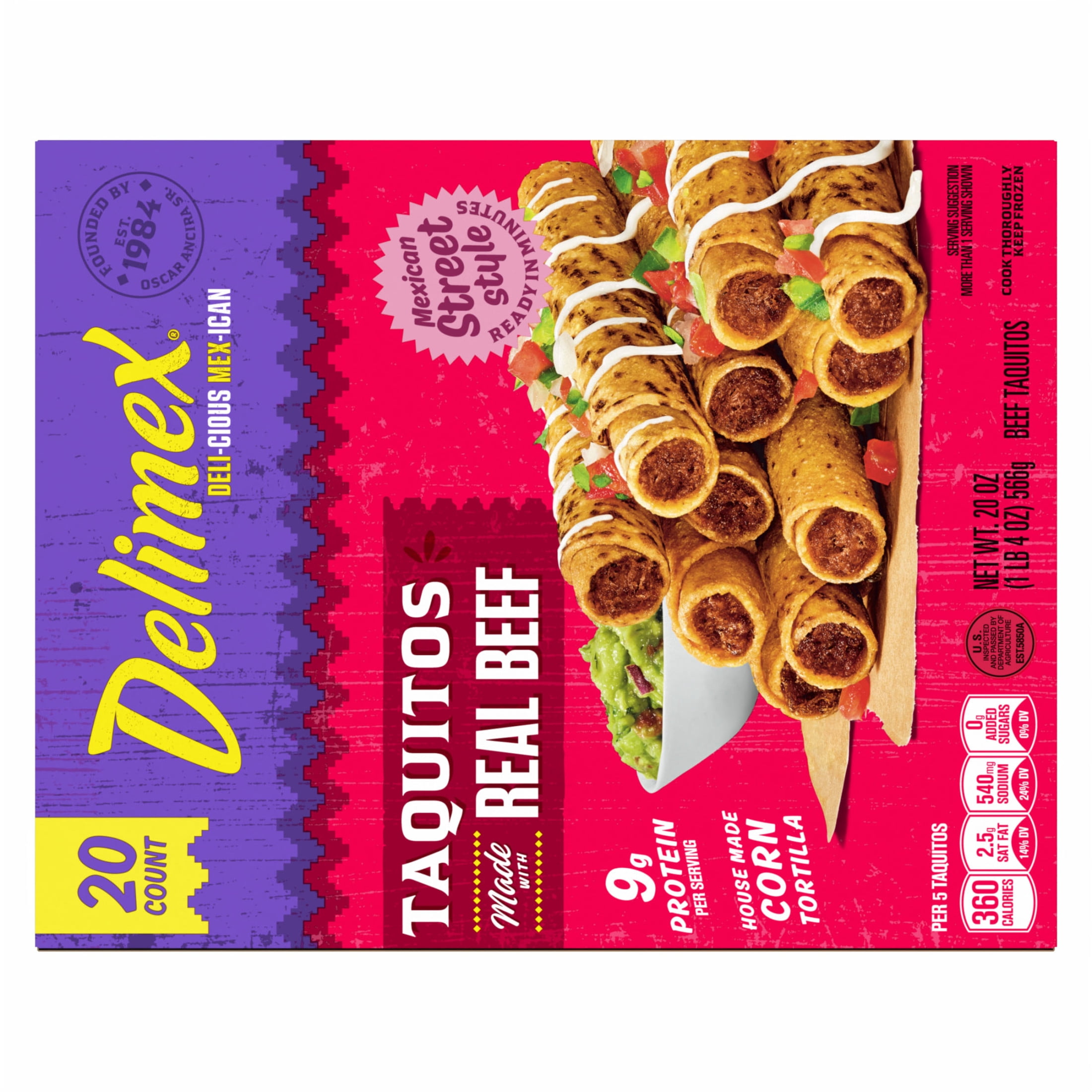 Delimex Beef Taquitos Frozen Snacks, 20 Count Box - Walmart.com