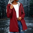 thumbnail image 2 of yardsong Women's Raincoats Lightweight Waterproof Long Rain Coat with Hood Pocket Windbreaker Trench Coat Climbing Hiking Raincoat Red,M, 2 of 9