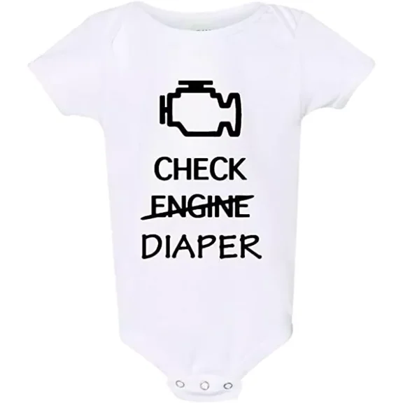 Check Diaper Funny Check Engine Car Baby Bodysuit Breastfeeding Baby Shirt Funny Cute Baby Onesie, BABY BODYSUIT LAT 4424