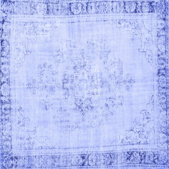 Ahgly Company Machine Washable Indoor Square Persian Blue Traditional Area Rugs, 3' Square