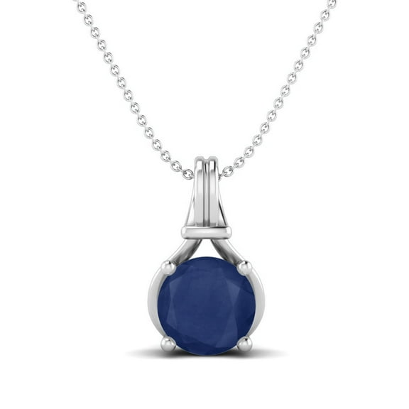 Mooneye 6mm Round Blue Sapphire 925 Sterling Silver Solitaire Women Wedding Necklace