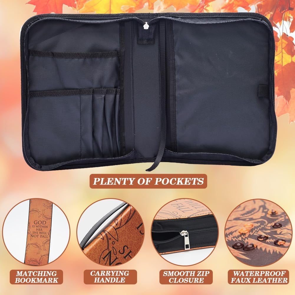 Bible Cases Fit 10.2 x 7.4 x 1.5In with PU Bookmark Book Cover Peru Books Sleeve Bibles Word Travelbook Wristlet Strap Covers Gifts for Friend Mixed Color