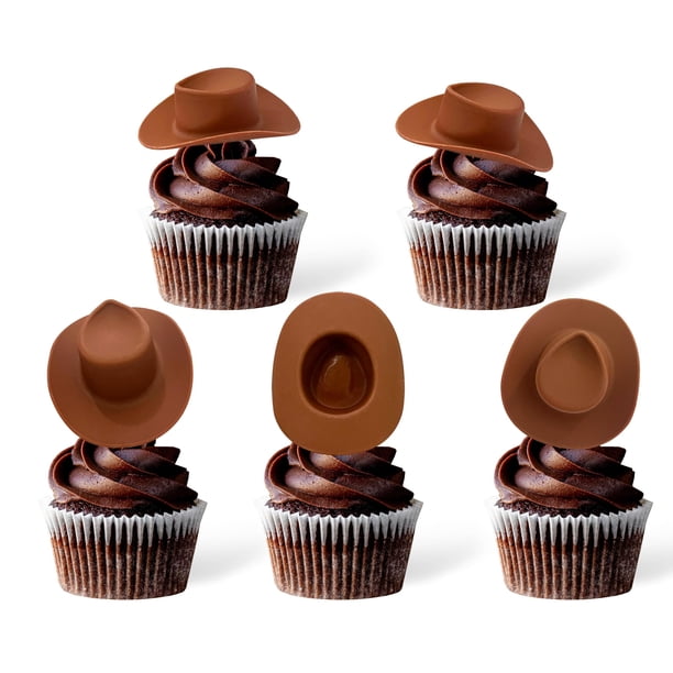Gexolenu 20 piezas de plástico mini sombrero de vaquero decoración sombrero de vaquera occidental sombreros de muñeca para casa de muñecas decoración de fiesta niño niña cumpleaños pastel decoración s