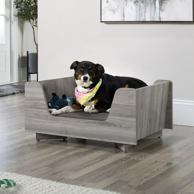 Sauder Milo Dog Bed in Light Walnut Finish