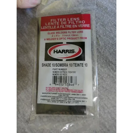 New Harris 2" X 4.25" Glass Welders Optic Filter Plate Lens Shade 10 #1024100