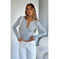 thumbnail image 1 of Womens V Neck Button Down Henley T Shirts Y2K Slim Fit Long Sleeve Crop Tops Basic Casual Going Out Tee Shirts, 1 of 5