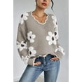 thumbnail image 2 of NACOjama Womens Long Sleeve Sweater V Neck Casual Loose Knit Top LightGray XL, 2 of 5