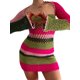 thumbnail image 2 of TRKIYQC Vestido de Mujer, Manga Larga Recorte Tejer Patchwork Primavera Otoño Verano Casual Club Party Dress TRKIYQC moda, 2 of 9