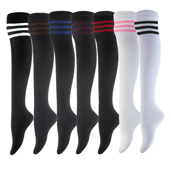 Meso Women's 4 Pairs Pack Truly Beautiful Knee-High Cotton Socks. Soft, Comfortable and Durable Size 6-9 RX02 Random