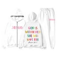 thumbnail image 2 of Women's Casual Tracksuit Set Letter Print Hoodie Jogger Pants Long Sleeve Zip Up Outfit Comfortable Stylish Winter Wear, 2 of 2