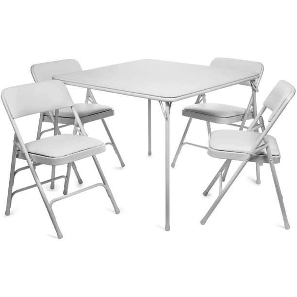 5pc. XL Series Folding Card Table and Triple Braced Vinyl Padded Chair