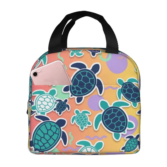 Sea Turtle Lunch Box Lunch Bag Portable Insulated Lunch Box For Women Men Cooler Tote Bag With Front Pocket For Work Picnic Travel