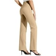 thumbnail image 6 of WomensPants Solid Color Office Trousers With Elastic Waist Straight Leg Comfortable for Work Breathable Beige L, 6 of 8