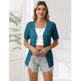thumbnail image 4 of Zeagoo Women's Short Sleeve Summer Cardigan V-Neck Button up Lightweight Hollow Out Sweater Cardigans Shrug, 4 of 6