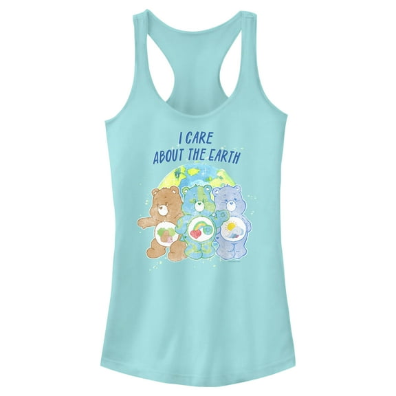 Junior's Care Bears I Care About the Earth Racerback Tank Top Cancun 2X Large