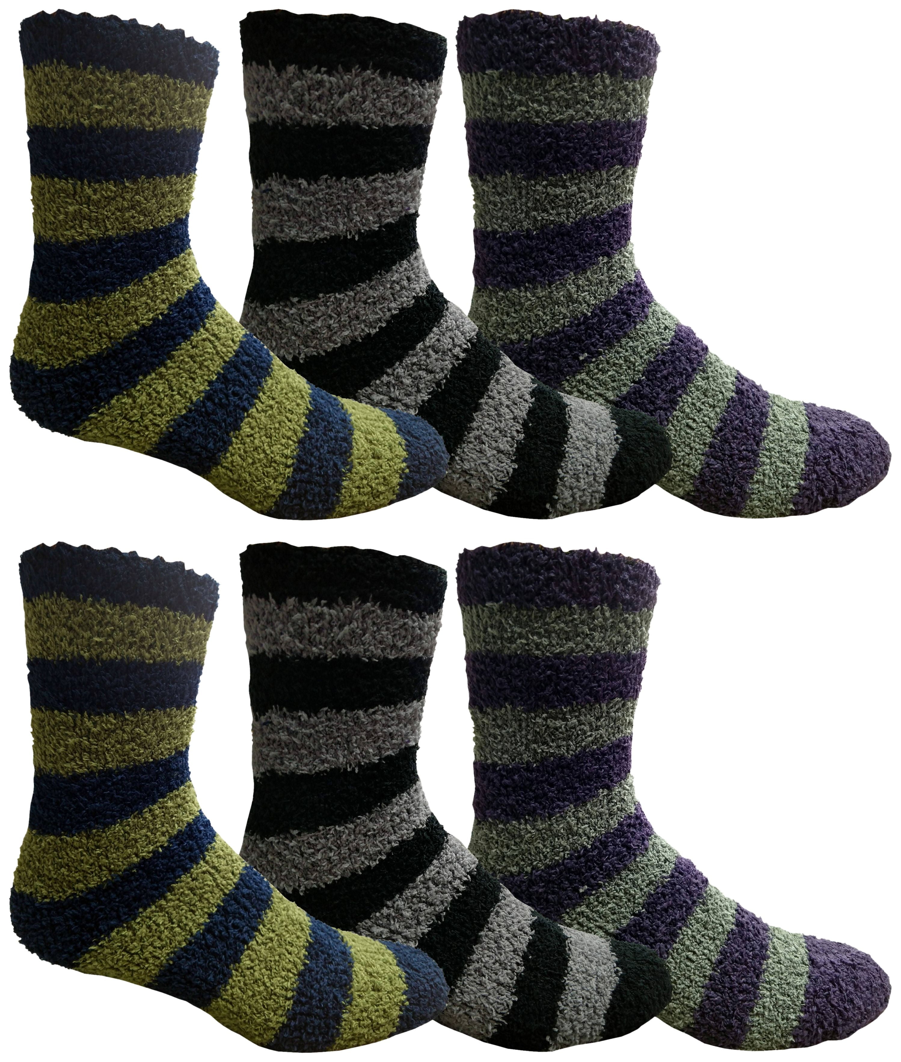 Geyoga 3 Pairs Winter Indoor Non-Slip Thermal Socks Indoor Slippers Floor Socks Soft Fuzzy Thick Socks for Men 