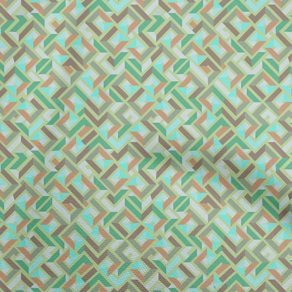 oneOone Cotton Poplin Twill Turquoise Green Fabric Geometric Fabric For Sewing Printed Craft Fabric By The Yard 56 Inch Wide