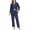 Navy Blue, variant on MAYFISH 100% Cotton Pajama Sets for Women Long Sleeve Sleepwear Button Down Pjs Fall 2 Piece Lounge Sets S-XXL(Navy Blue, Medium)