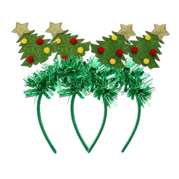 Luxshiny tinsel headband Christmas Tree Headband Glitter Green 2Set Festival Headband