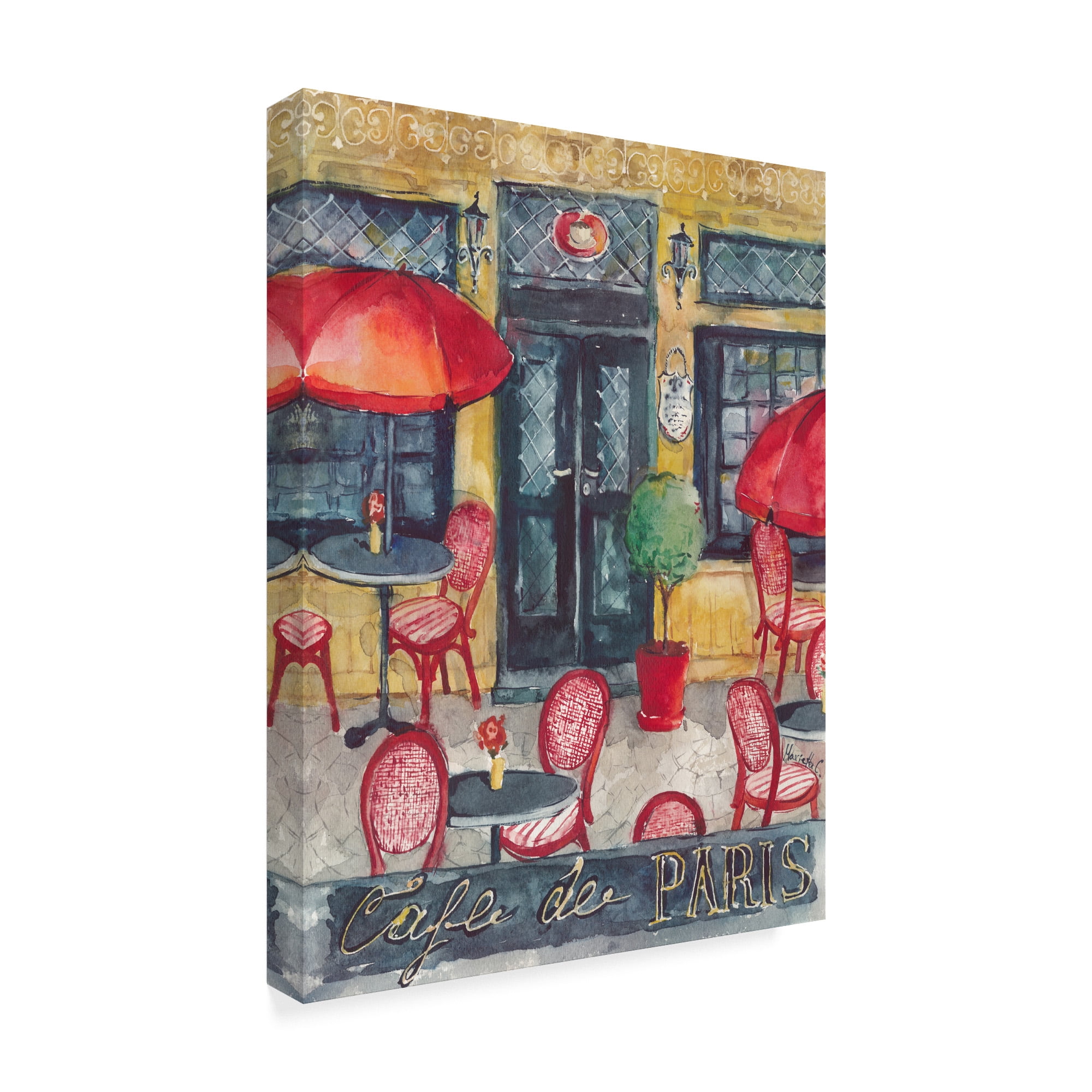 Trademark Fine Art 'Cafe De Paris Umbrellas' Canvas Art by Marietta Cohen Art And Design