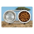 thumbnail image 1 of Tree Pet Mat for Food and Water, Safari Panoramic Photo of 2 Zebras Under Looking up in a Deserted Setting, Non-Slip Rubber Mat for Dogs and Cats, 18" X 12", by Ambesonne, 1 of 2
