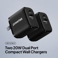 thumbnail image 4 of Powertek Value 4-Pack Bundle Black, Dual Port 20W USB-C and 18W USB-A Wall Chargers with 6ft USB-C to USB-C Cables for iPhone 15 and Newer, Tablets & USB-C Devices, 4 of 7
