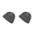 thumbnail image 3 of Qarigey Gorros de punto de otoño, gorro informal de lana, bonitos sombreros de protección, jersey elástico informal, Hip Hop, hombres fríos, esquí, gris oscuro 2piezas Qarigey CBP265728, 3 of 5