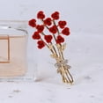 thumbnail image 3 of enjoywould Femmes Émail Rose Fleur Bouquet Forme Broche Pin Coréen Style Brillant Strass Incrustation Robe Manteau Badge Bijoux Accessoires, 3 of 4