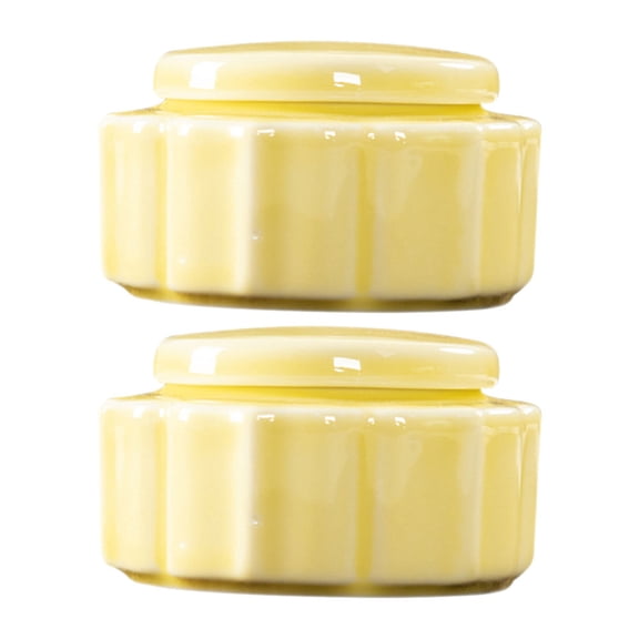 ifundom Ceramic Mini Tea Canister Set with Airtight Sealed Lids, Yellow, 2pcs for Home Kitchen Storage