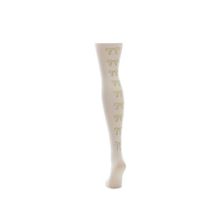MeMoi Tights with Bows | Bows in the Back Opaque Girls Tights by MeMoi 6--8 / Ivory MK