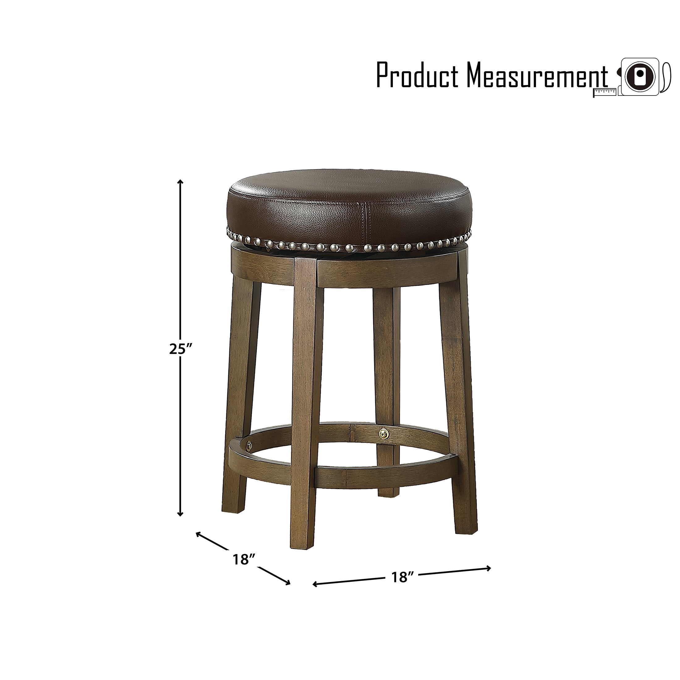 OakvillePark Muny Round Swivel Counter Height Barstool (Set of 2), Brown